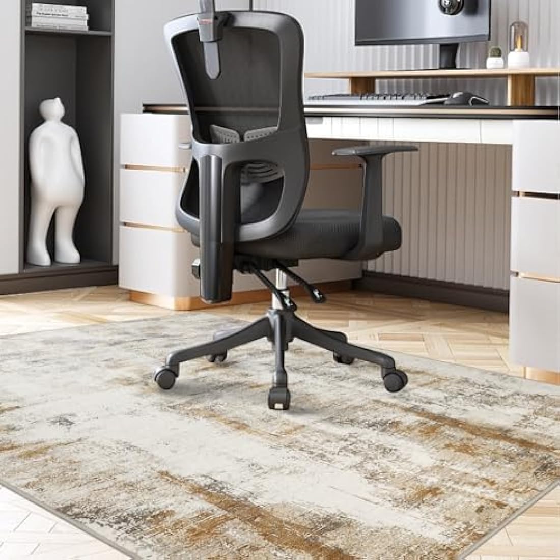 Famibay Office Chair Mat for Hard Floors 120x150cm Office Chair Floor Protector Mat Compture Desk Chair Mat Large Beige Brown Chair Mat for Hard Wooden Tile Floors Anti Skidding Washable