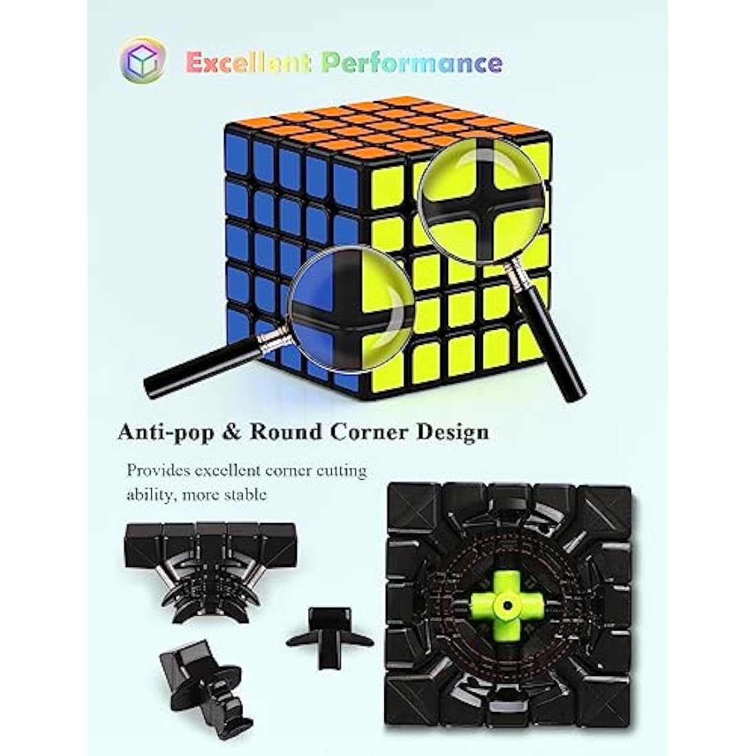 ROXENDA Speed Cube, Original Speed Cube Super-Durable Sticker with Vivid Colors (5x5x5)