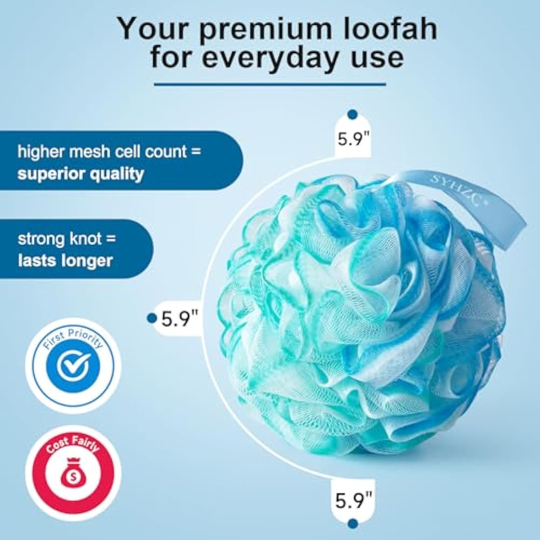 SYHZC Large 75g Loofah, Shower Puff for Women and Men, Mesh Pouf, Soft Shower Pouf, Bath Scrunchie, Multi Pack Body Puff, Exfoliating Bath Sponge for Adults - Loofa Set of 4 Flower Color