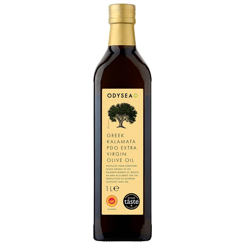 Odysea PDO Kalamata Extra Virgin Olive Oil, Glass Bottle (1 Litre)