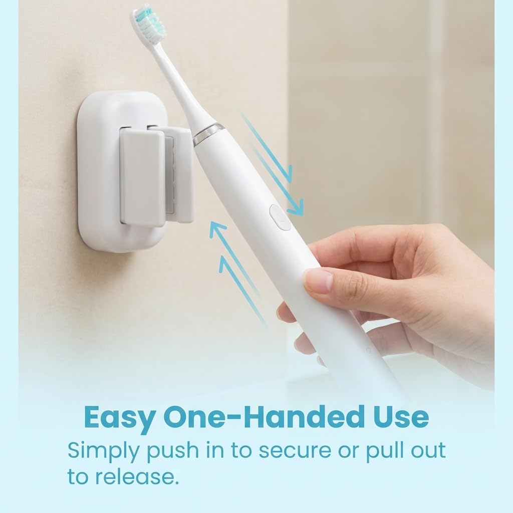 2PCS Toothbrush Holder Wall Mounted, Electric Tooth Brush Holders for Bathroom, Premium Adhesive, Strong and Secure