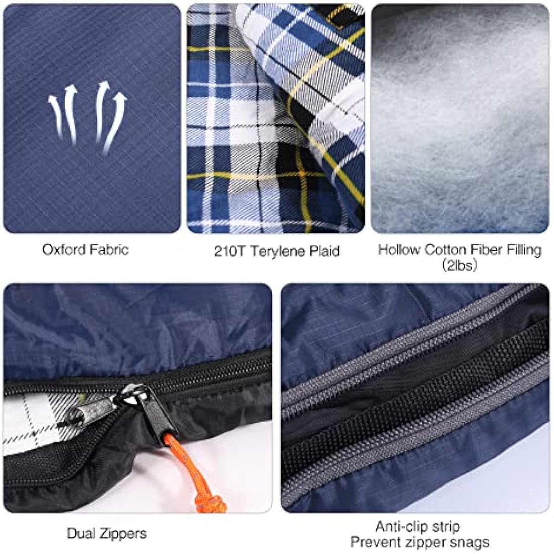 REDCAMP Cotton Sleeping Bag for Adult with Removable Pillow, Wide Sleeping Bag with Hood for 3-4 Season Winter Cold Weather Camping Fishing