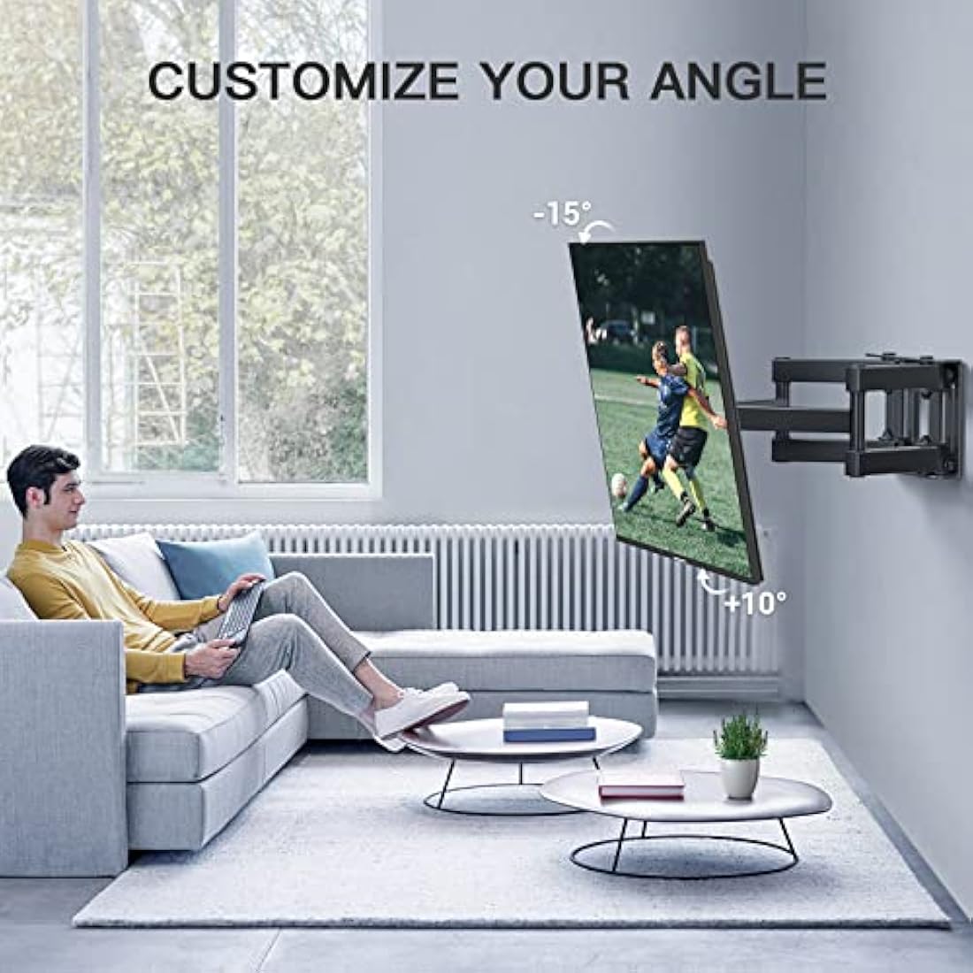 PERLESMITH TV Wall Bracket, Swivel Tilt for 26-70 Inch Flat & Curved TVs up to 45kg, Sturdy Wall Mount Max. VESA 400x400mm