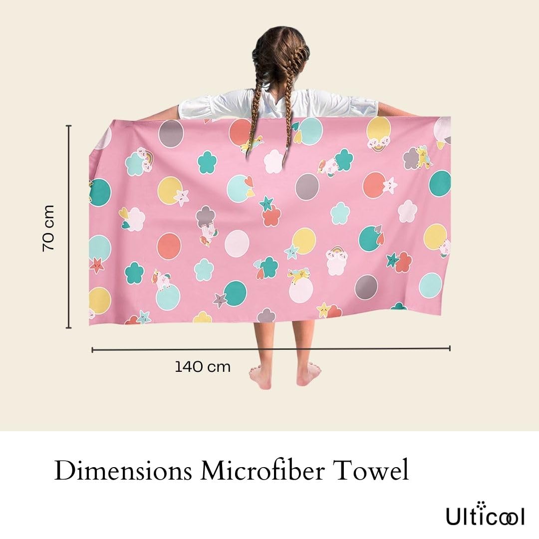 Ulticool Microfibre Children's Towel 140 x 70 cm - Unicorn Star Unicorn - Lightweight Travel Towel Quick Drying Bath Towel Beach Towel Sauna Towel