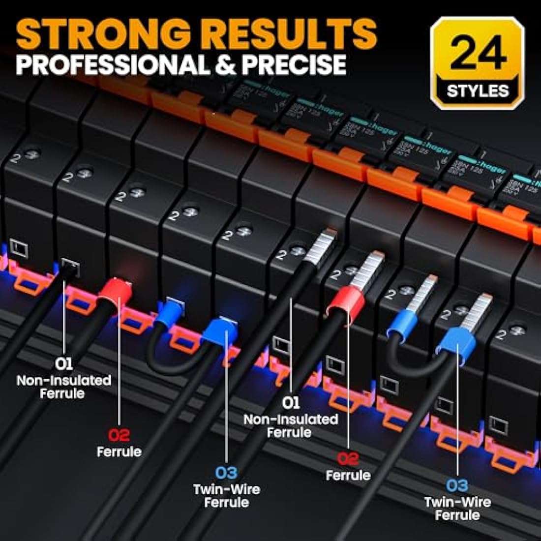 SOMELINE Crimping Tools Set with 24 Types of Ferrules - Ferrule Pliers 0.25-10mm²(AWG 24-8) I Electricians Tools, Crimper, Crimping Pliers, Wire Crimping Tool, Crimping Tool