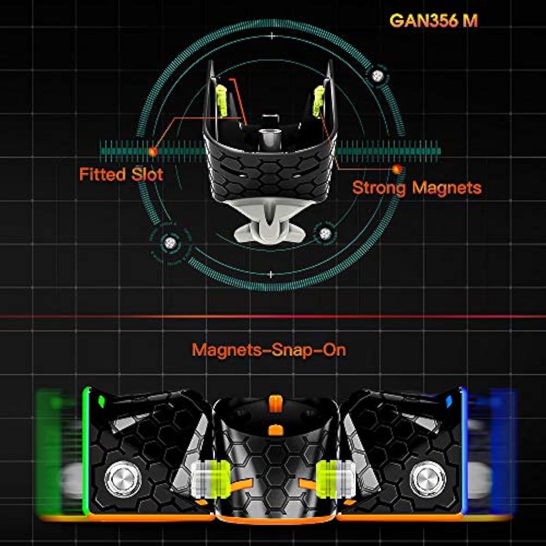 GAN 356 M, 3x3 Magnetic Speed Puzzle Cube Stickerless Gans 356M Cube (no Extra GES)