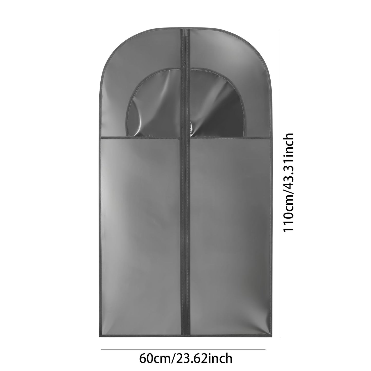 Suit Covers for Men, PEVA Garment Bags with Large Window, Grey, 60x110cm