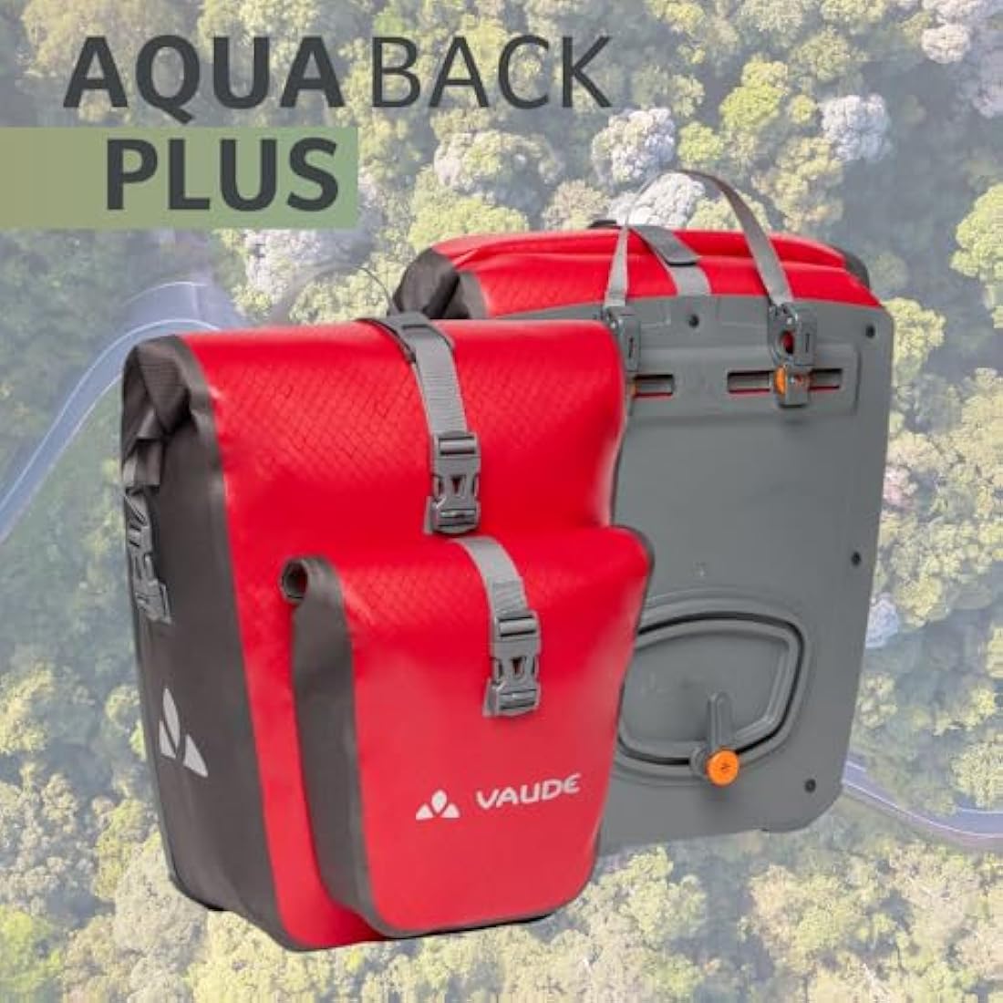 VAUDE Aqua Back Plus Bike Pannier, 2 x Rear Bike Rack Bag Waterproof, 51L Total Volume, Cycling Bag, Easy Mounting - Made in Germany