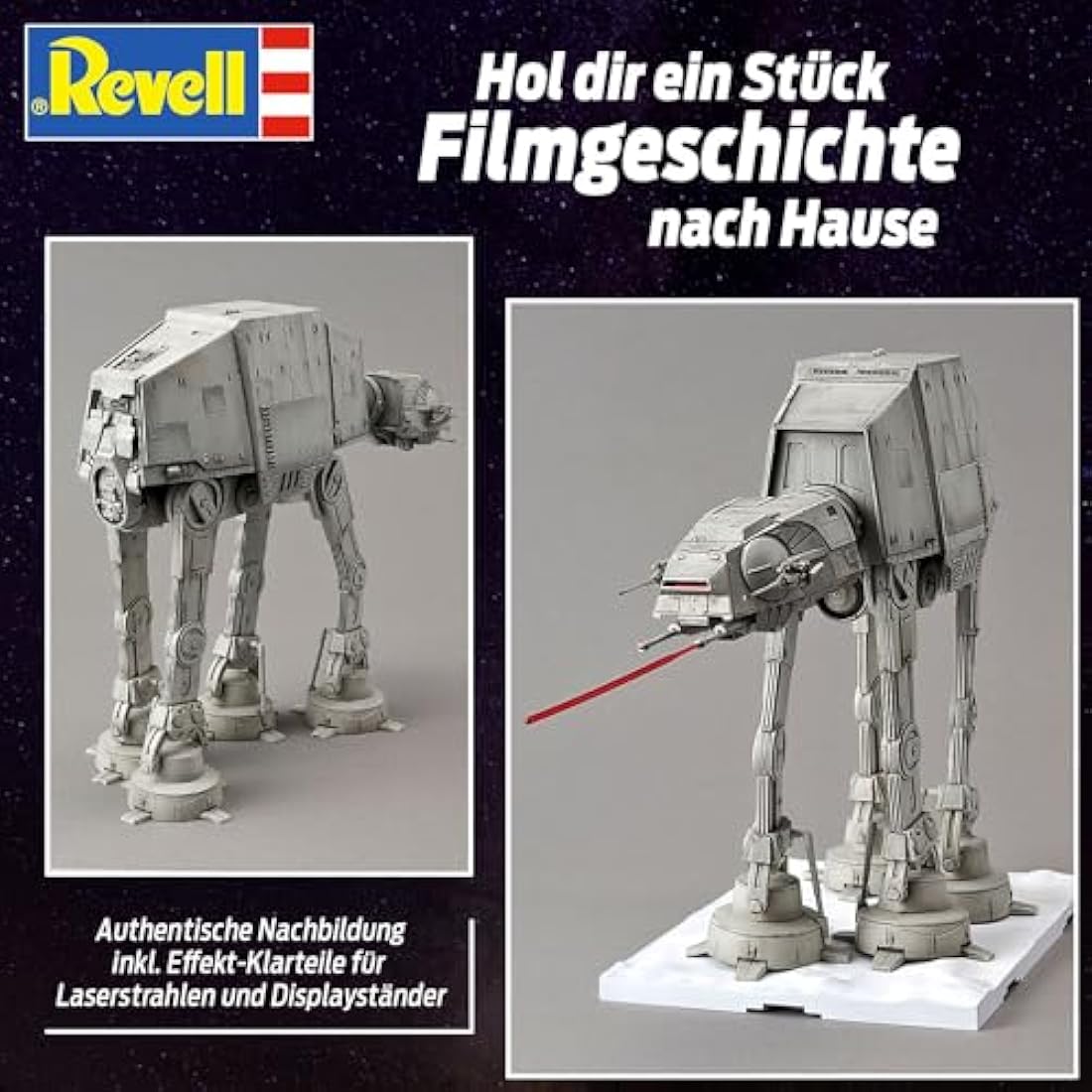 Revell 01205 AT-AT Bandai (Click System) 1:144 Scale Unbuilt, Pre-coloured, Click-Together (Non-Glue), Plastic Model Kit