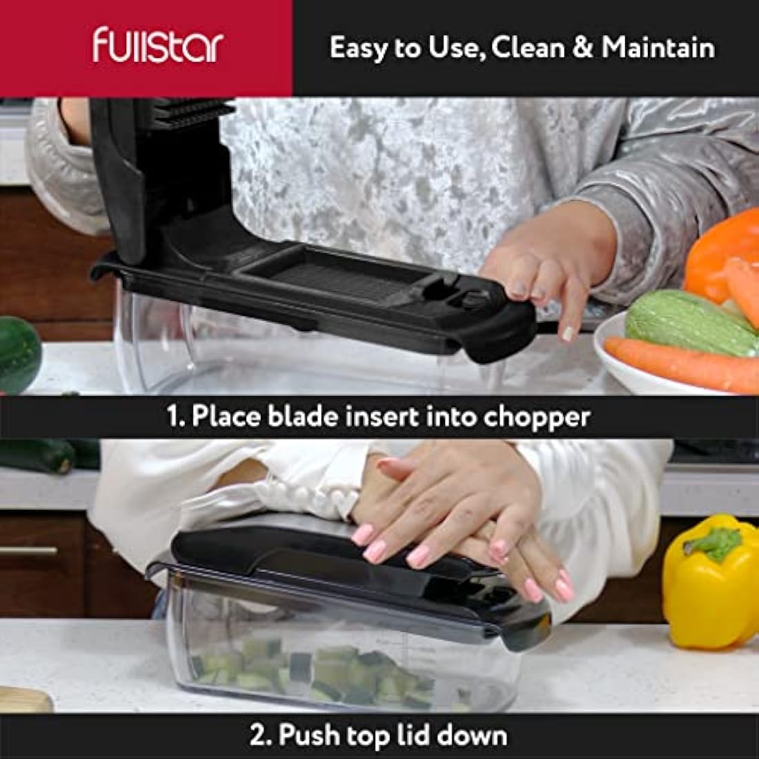 Vegetable Chopper Vegetable Cutter - Veggie Onion Salad Food Chopper Manual - Potato Chipper - Veg Chopper and Dicer - Kitchen Tools & Gadgets (9-in-1 Black)