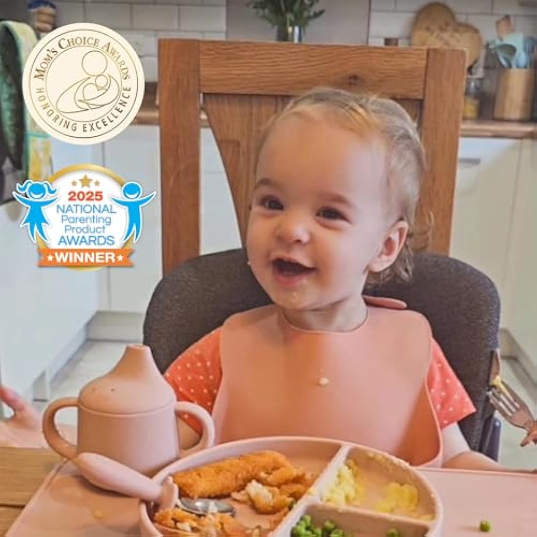 Moonkie Silicone Baby Sippy Cup 6+ Months with 2 Straws (Free Flow & Leak-Proof Valve) | 3 Stage Transition | Baby Water Bottle | BPA Free & Dishwasher Safe | 120ml(Ivory)