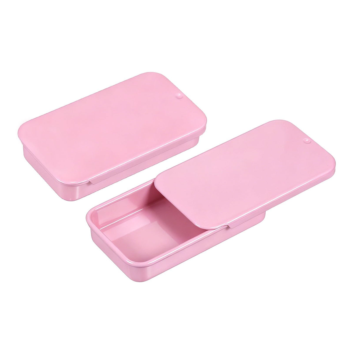 sourcing map 4 Pcs Metal Tin Box Container, 2.4x1.3x0.4 Inch Slide Top Tin Containers Empty Rectangular Storage Box Portable Mini Tin Case for Candy