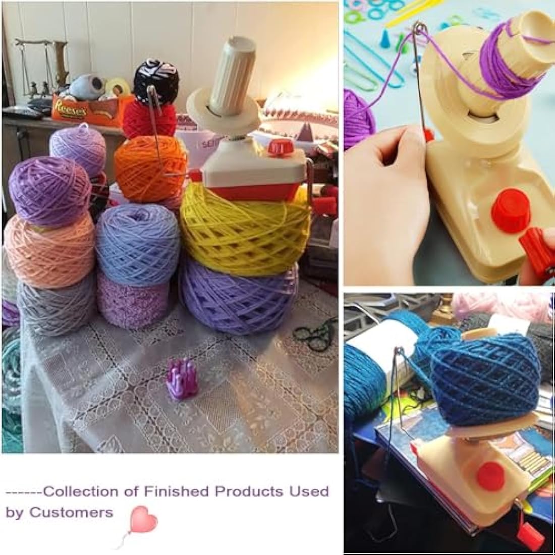 Ball Winders, Yarn Knitting Loom Crochet Swift Yarn Fiber String Ball Wool Winder DIY Tool Kit, 1Yarn Ball Winder+4Pompom Maker+10PS Knitting Stitch Markers+10PS Plastic Needles+1PS Scissors (26)