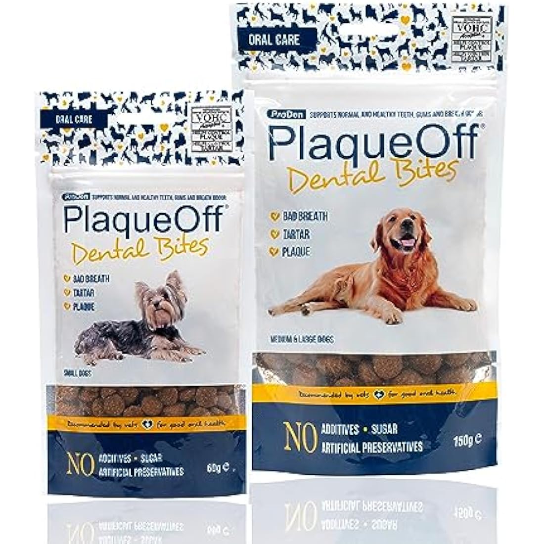 ProDen PlaqueOff Dental Bites for Dogs Tartar & Bad Breath Remover 100% Natural Teeth Cleaner and Tartar Remover - Improve Overall Oral Health - 150g