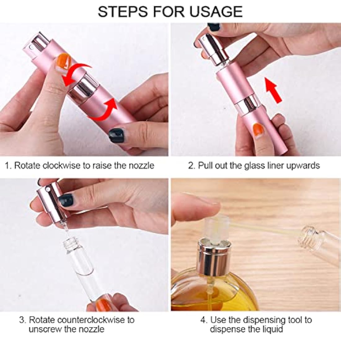 SONGQEE 8ml Travel Perfume Atomiser Refillable, Mini Refillable Perfume Bottle Aftershave Spray Bottle, Upgraded Perfume Atomizer Perfume Pod and Refill Pump for Outdoor Traveling (Black+1 Dropper)