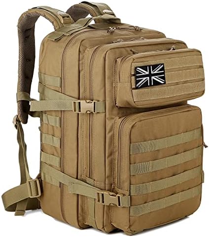 QT&QY 45L Military Tactical Backpacks Molle Army Assault Pack 3 Day Bug Out Bag Hiking Treeking Camouflage Hunting Rucksack