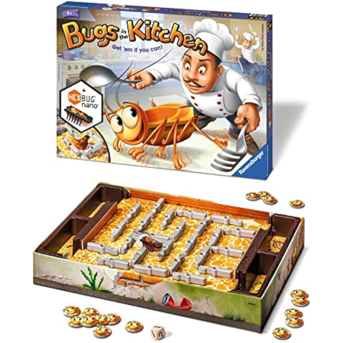 Ravensburger Bugs in the Kitchen Board Game for Kids Age 6 Years and Up - 2 to 4 Players - Catch the Hexbug Nano