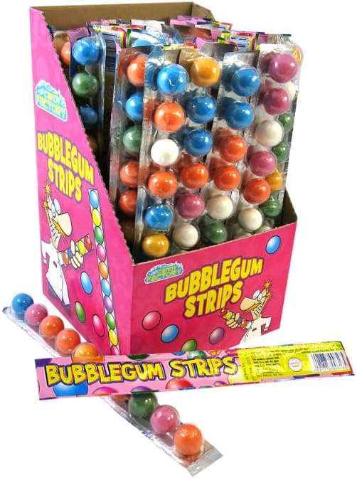 40 x Candy Factory Bubblegum Strips 30Gm