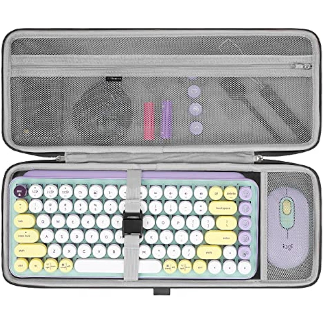 Geekria 75% Keyboard Case, Hard Shell Travel Bag for Compact 84 Key Computer Mechanical Gaming Keyboard, Compatible with Logitech POP Keys/POP ICON Combo/MX Mechanical Mini (Dark Gray)
