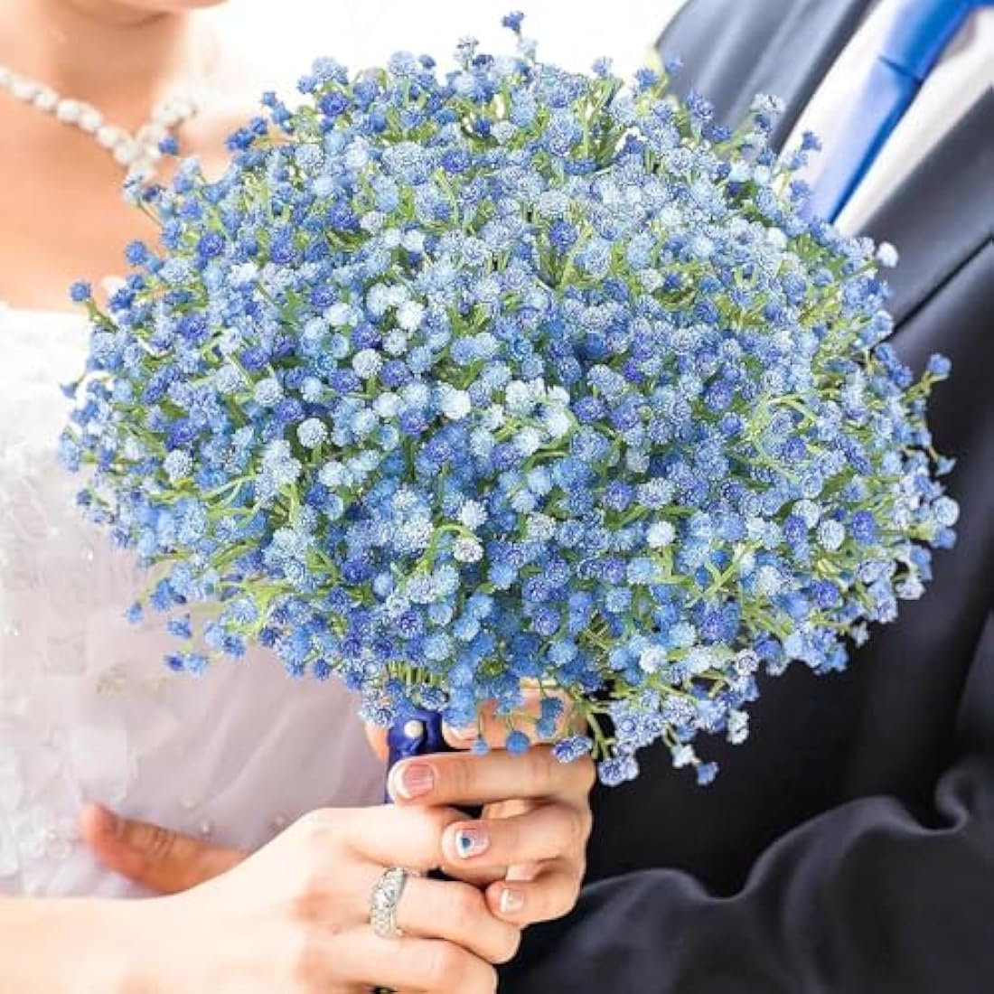 N&T NIETING Gypsophila Artificial Flowers, Baby Breath Flowers Artificial 10Pcs Fake Gypsophila for DIY Wedding Bouquet Party Table Centerpieces Flower Arrangements and Home Decor(Blue)