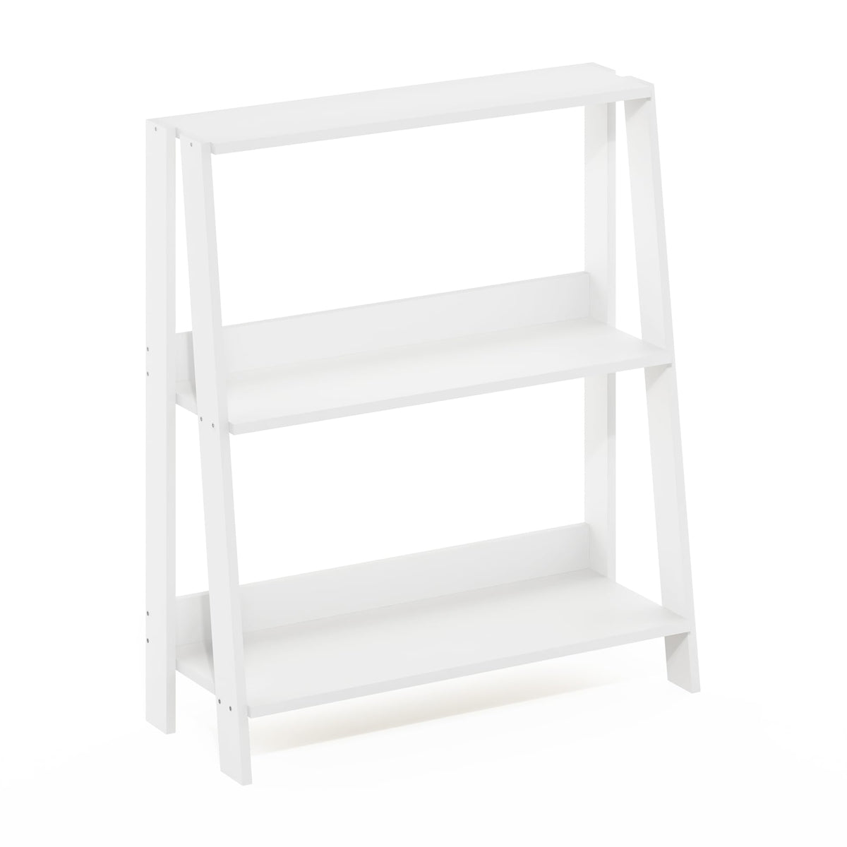 Furinno LADDER Shelf, 3-Tier Ladder Book Shelf, Bookcase, Storage Shelves, Storage Rack, for Organization and Storage, Living Room, Home Office, White