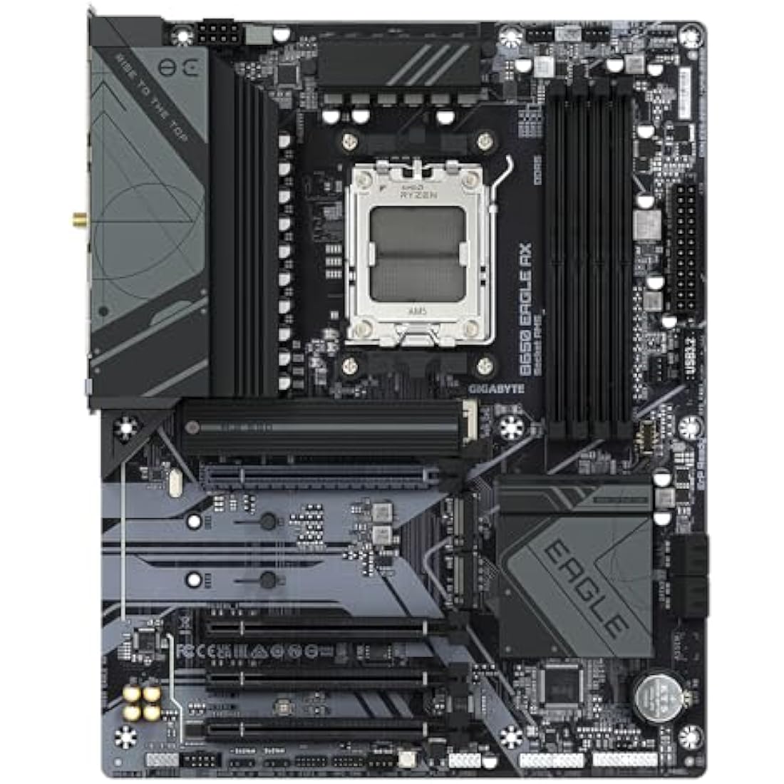 Gigabyte B650 EAGLE AX Motherboard - Supports AMD Ryzen 7000 CPUs, 12+2+2 Phases Digital VRM, up to 7600MHz DDR5 (OC), 1xPCIe 5.0 + 2xPCIe 4.0 M.2, Wi-Fi 6E 802.11ax, GbE LAN, USB 3.2 Gen2