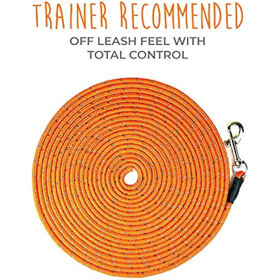 Mighty Paw Check Cord | Light Weight 9m/30ft Dog Training Lead. Durable, Weather Resistant Climbers’ Rope with Reflective Stitching. Perfect for Training, Swimming, Hunting, Camping. (Orange)