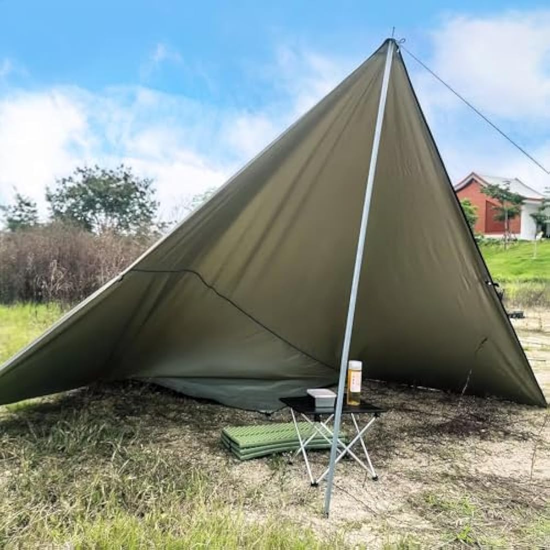 HIDEWALKER Camping Tarp Shelter 3x3m 3x4m 3x5m Lightweight Tent Tarpaulin Waterproof Tent Awning Canopy Basha Sunshade for Hiking Backpacking (Olive Green, 4x4m)