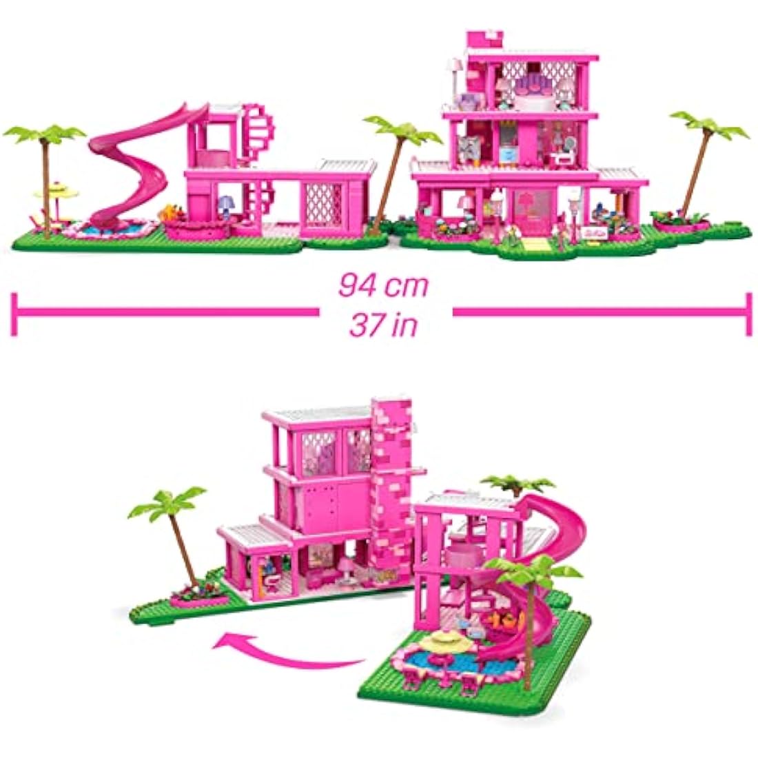 MEGA Barbie The Movie Building Toys for Adults, DreamHouse Replica with 1795 Pieces, Barbie and Ken Micro-Dolls and Accessories, for Collectors, HPH26