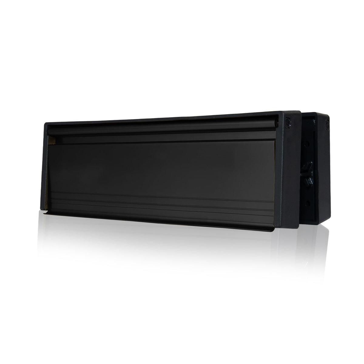 Xfort MailPlate 12" Letterplate Matt Black, Premium Draught Proof Postal Letterbox, Telescopic Sleeved Letter Box For Wooden, Composite And uPVC