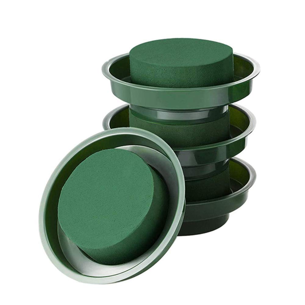 Lifreer Flower Arrangement Kit, Green Round Wet & Dried Floral Foam Base with Bowl for Floral Crafts, Wedding Decoration, Table Ornament, Florist