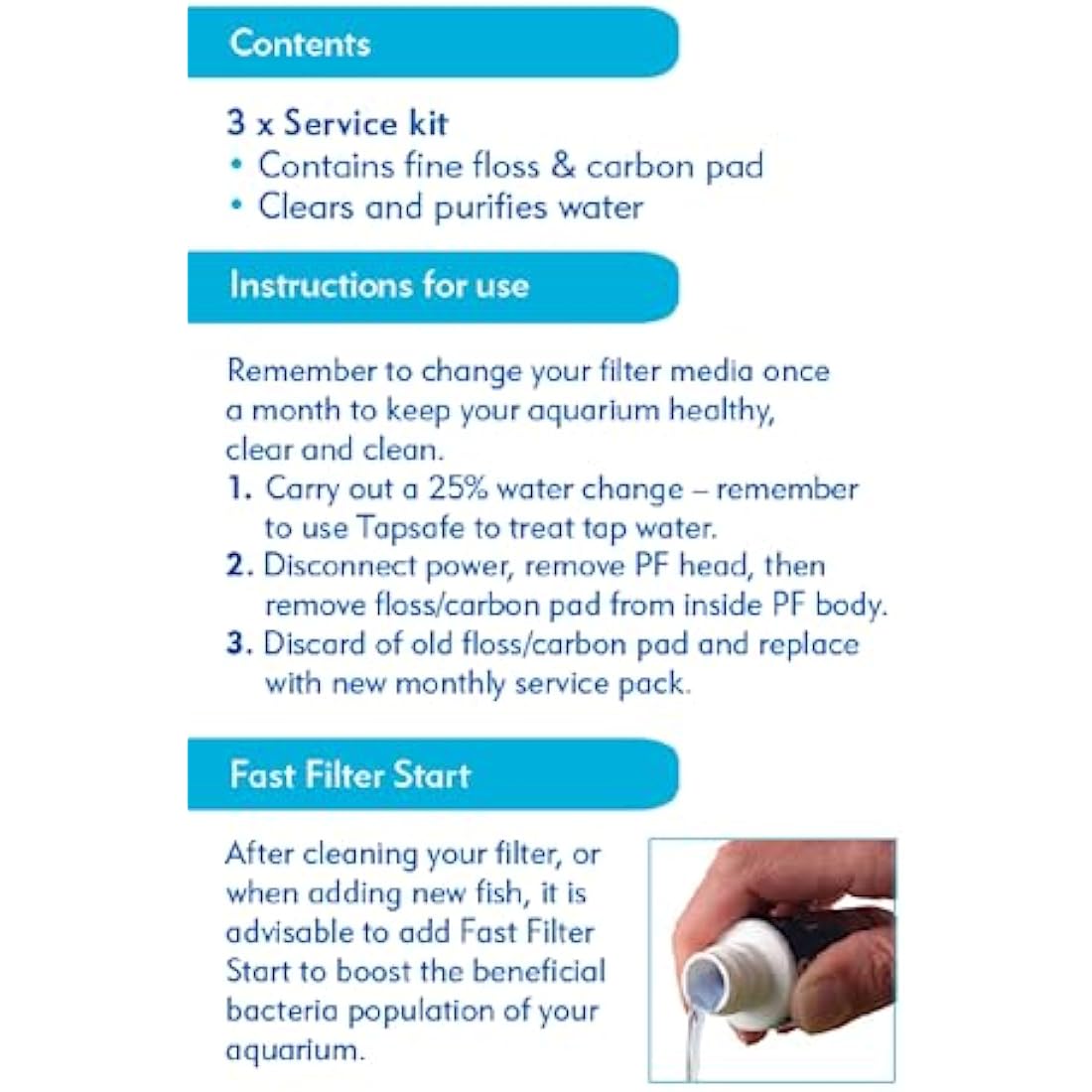 Interpet Monthly Service Kit for Interpet PF1 Aquarium Power Filter, floss and carbon bonded replacement foams (Pack of 3)