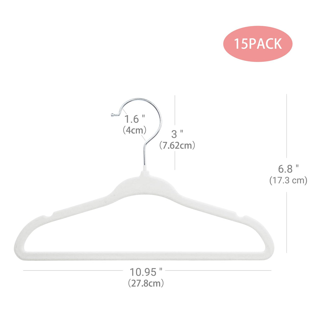 ManGotree 11" Baby Velvet Hangers Non-Slip Kids Hangers 15 Pack White