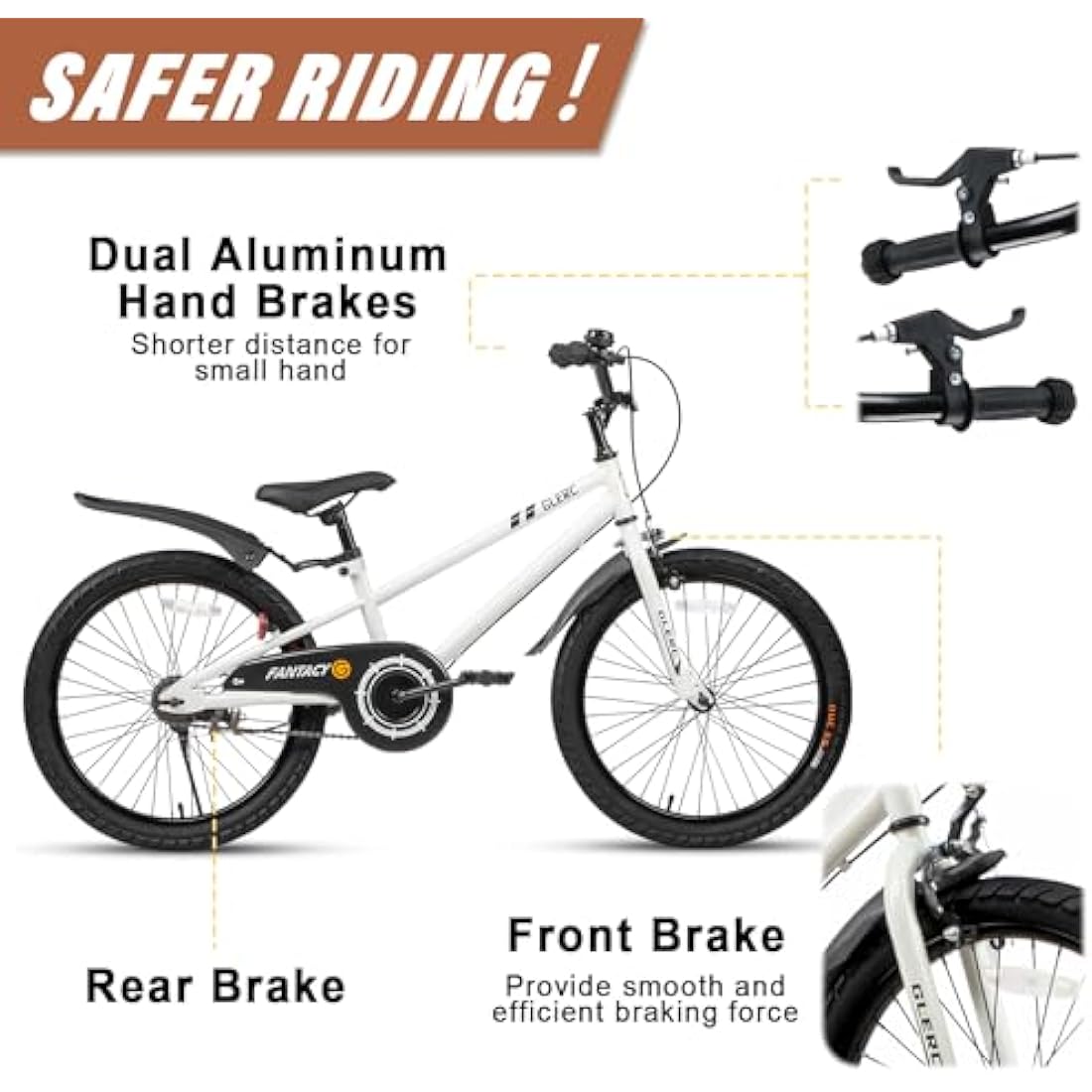Glerc Fantacy 20 Inch Kids Bike for 2-14 Years Old Boys Girls with Water Bottle Holder & Stabilisers, Multiple Colors