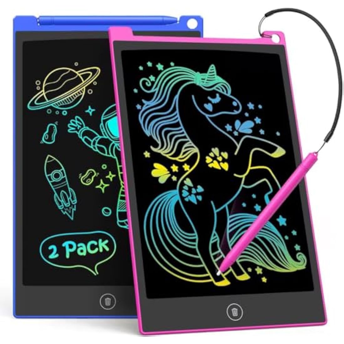 TECJOE 2 Pack LCD Writing Tablet, 10 Inch Colorful Doodle Board for Kids, Electronic Drawing Tablet Drawing Pads,Kids Travel Games Activity for Learning,Gifts for 3–6-Year-Old (Dark Blue and Magenta)