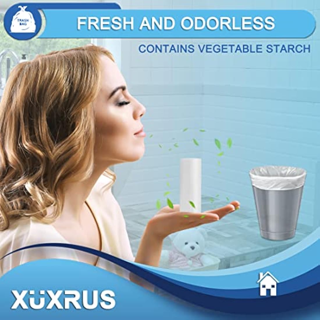 XUXRUS 10 Liter Bin Bags Small Pedal Bin Liners, 120 Count Waste Bags Strong Rubbish Bags for Bathroom, Home, Kitchen (White)