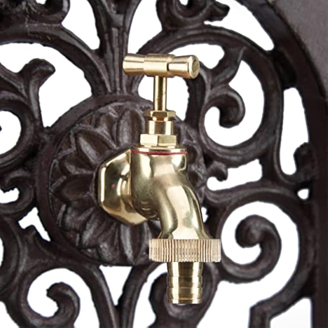Relaxdays Free Standing Water Fountain, Antique-Style, Nostalgia, Garden, Patio, Faucet, Basin, HxWxD: 74 x 36 x 30 cm, Brown