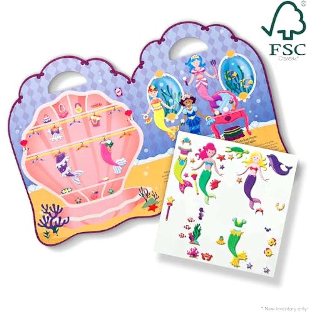 Melissa & Doug Mermaids Puffy Sticker Activity Book – 65 Reusable Stickers with Fold-Out Scenes – Creative Play for Kids Age 4 Plus - FSC Certified
