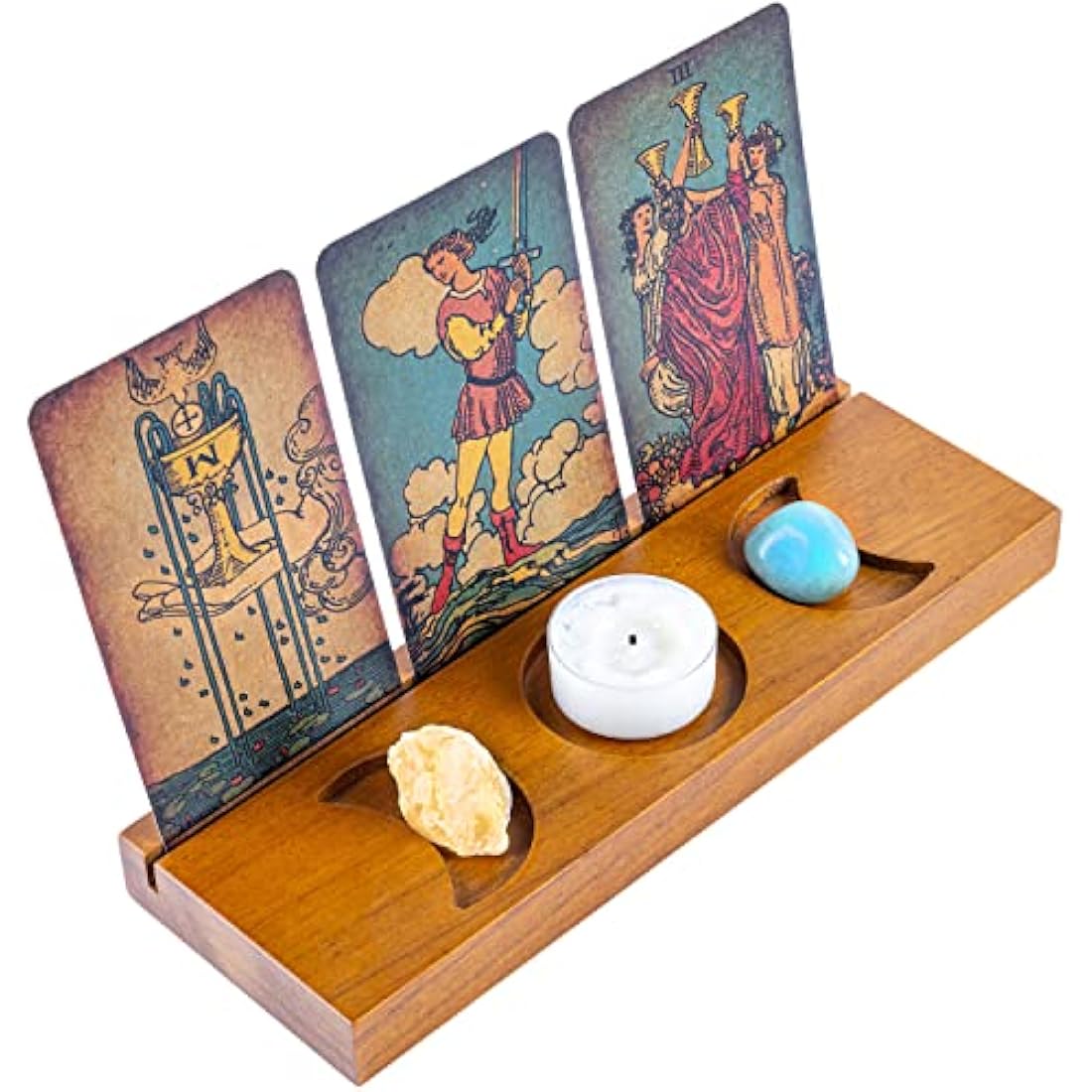 Curawood Tarot Card Holder Stand - Display Your Daily Affirmation Cards - Wooden Tarot Card Stand - Tarot Accessories - Tarot Board Altar Stand - Pagan & Wiccan Altar Supplies - Witchy Room Decor