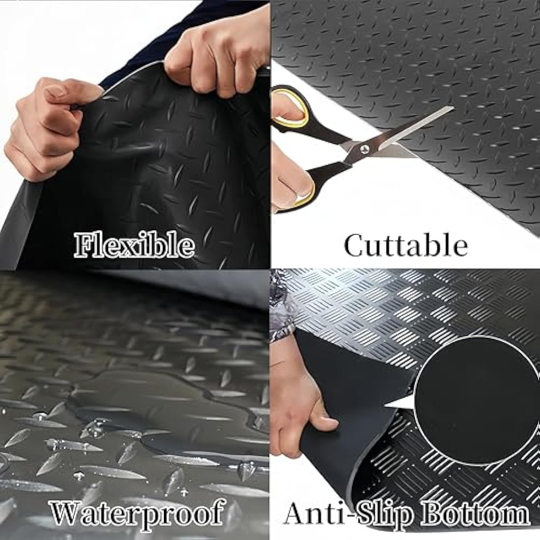 ybaymy Garage Floor Mats, 1 X 5m Waterproof Garage Flooring Matting, Heavy Duty Anti Slip Rubber Mat, Commercial Rubber Matting Roll for Workbench, Kitchen, Gym, Shed Flooring, Van Flooring