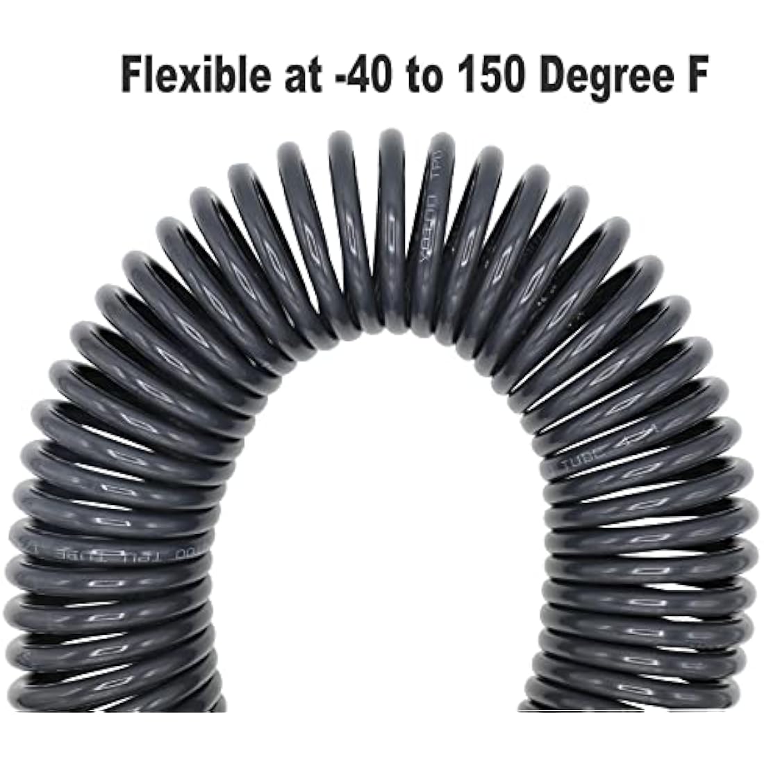 YOTOO Air Compressor Hose Polyurethane Recoil 15m Long 6mm ID x 9.5mm OD with Bend Restrictor, 1/4" Europe Quick Coupler and Plug, Gray