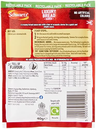 Schwartz Luxury Bread Sauce Mix 40 G | Pack of 10 | No Artificial Colours or Flavourings | No Added Preservatives or MSG | Suitable for Vegetarians