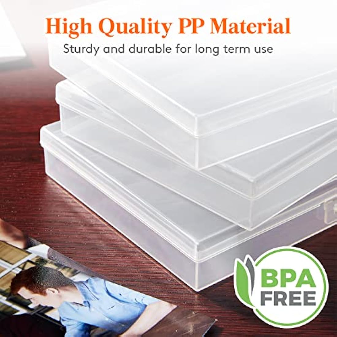 Lifewit Photo Storage Box 4" x 6" Photo Case, 36 pcs Inner Photo Keeper, Clear Photo Boxes Storage, Plastic Photo Organizer for Seed, Cards, Craft, Stickers with 1 Sheet Label, 2 Pack