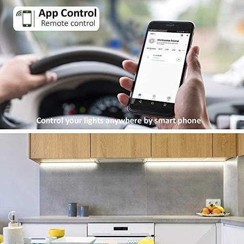 Smart LED Under Cabinet Lights Work with Alexa Siri Echo Google, Under Cabinet Lighting Warm to Cool White Strip, App or Voice Control 3 Lights Bar Kit for Kitchen Unit Light, Shelf, Counter Cupboard