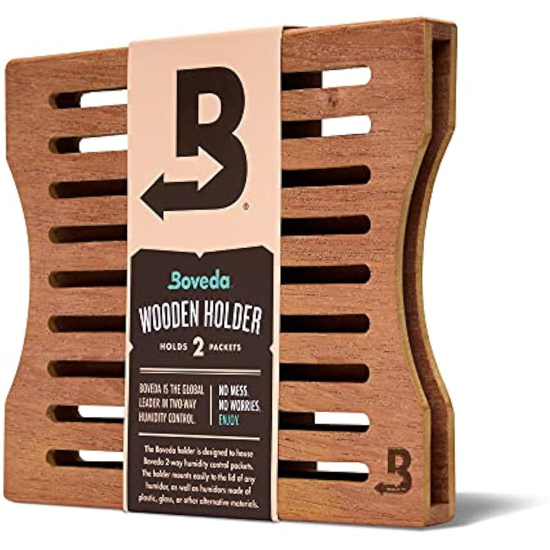 Boveda Cedar Wooden Humidity Pack Holder for Cigar Humidor - for Use with Two Size 60 Boveda Side-by-Side (Sold Separately) - Includes Magnetic and Removable Tape Mounting Kits – 1 Count