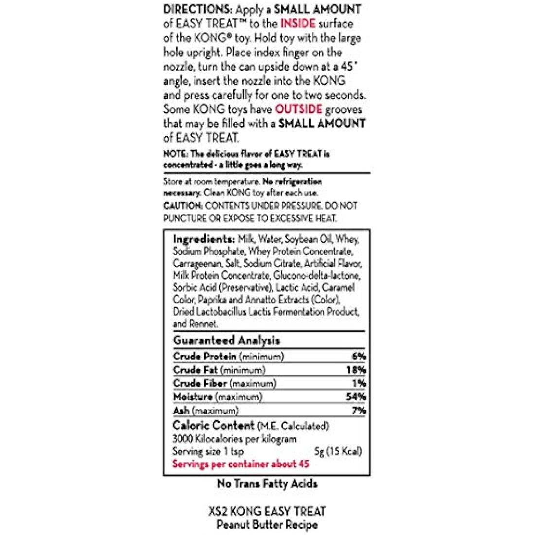 KONG Easy Treat for Dogs - No-Mess Dog Treat Paste - Use with KONG Rubber Toys - Peanut Butter, 227ml