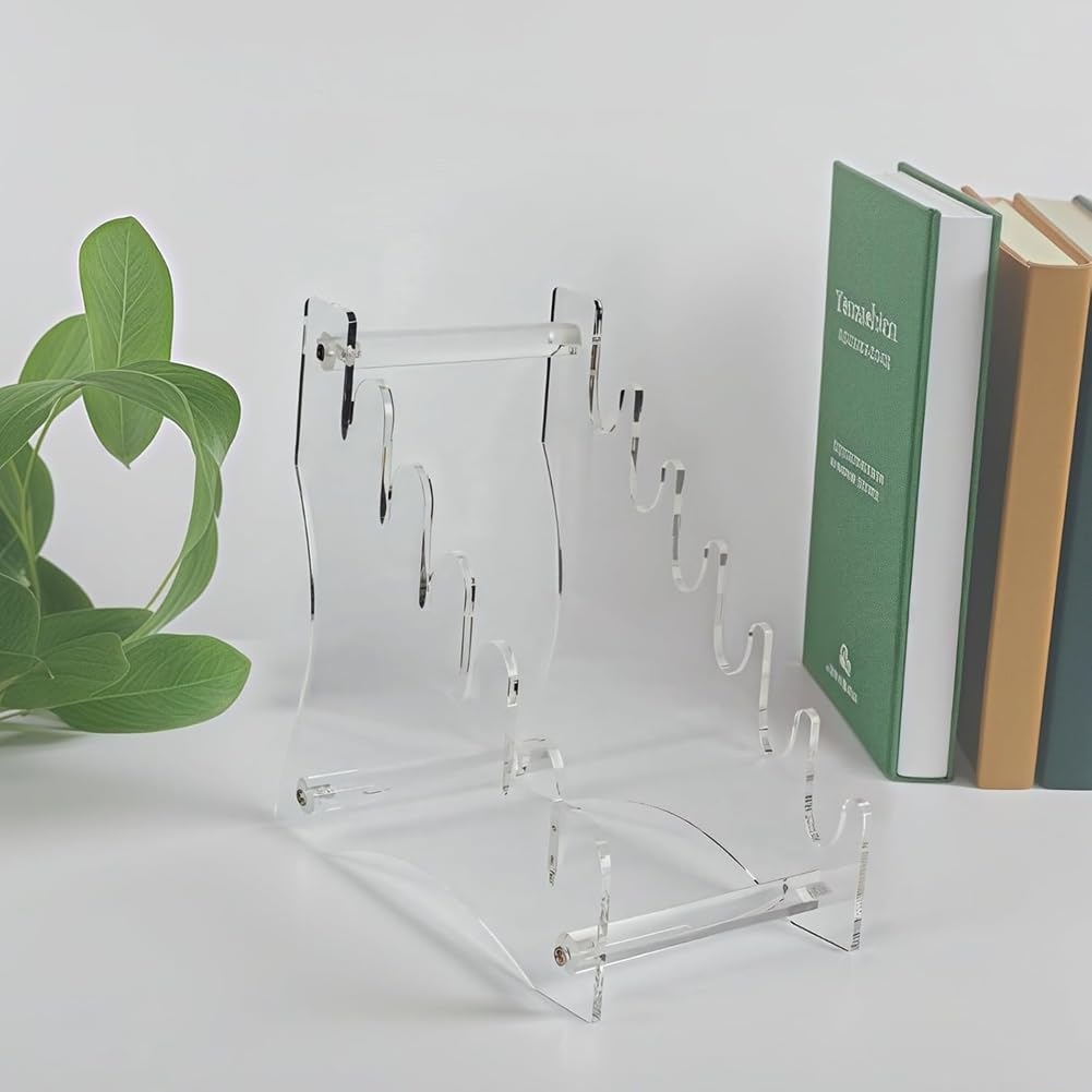 Comphic Acrylic Knife Display Stand - 6-Tier Detachable Knife Rack, Light Weight Pocket Knife Storage Rack