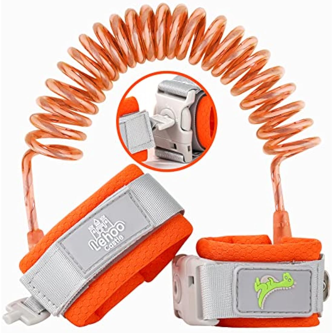 Lehoo Castle Baby Reins Anti Lost Wrist Link,Toddler Reins with Lock for Walking, Child Safety Harness Walking Leash for Children Boys and Girls (Orange)
