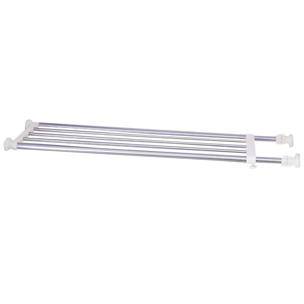 BAOYOUNI Expandable Shelf Airing Cupboard Tension Rod Extendable Wardrobes Rail Top Refrigerator Kitchen Bathroom Wall Storage Rack Organiser Heavy