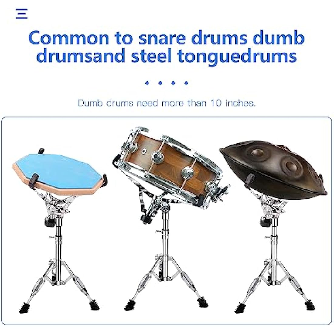 aleawol 10-15 Inch Snare Drum Stand, Double Braced Tripod Snare Stand Adjustable Height 16-22 Inch, Foldable Drum Pad Stand for Practice and Stage Performance
